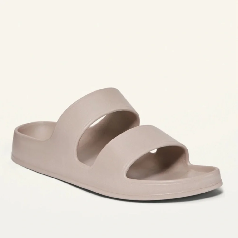 Old Navy Double-Strap EVA Slide Sandals Girls Size 3-4 Taupe Lightweight Summer